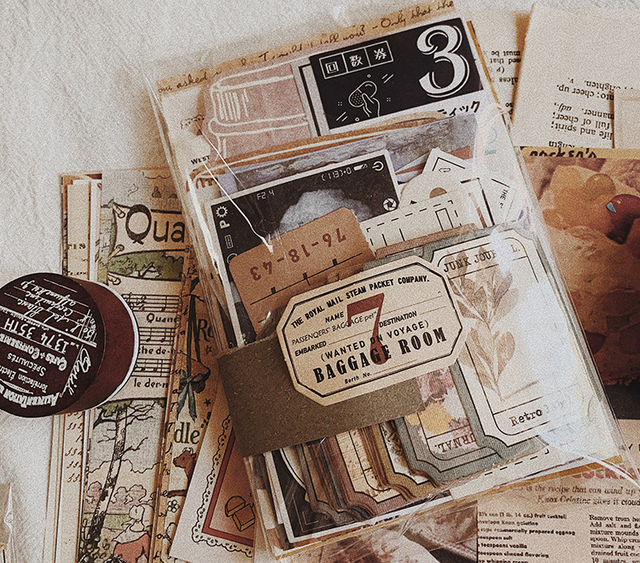 Naklejki samoprzylepne Vintage Travel Ticket - 190 szt. - dekoracyjne terminarze, etykiety, albumy fotograficzne, scrapbooking DIY, biuro - Wianko - 17