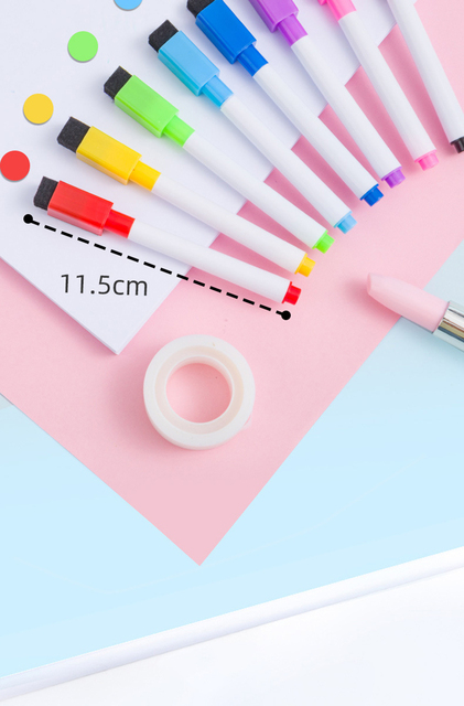 Zestaw 8 kolorowych markerów do tablicy magnetycznej - pióro z gumką Cap, idealny dla studentów i do rysowania i zapisywania na białych tablicach - Wianko - 3