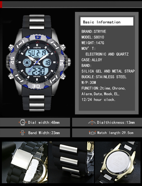 Sportowy męski zegarek cyfrowy z funkcją chronografu i wodoodpornym wykończeniem - Wianko - 2