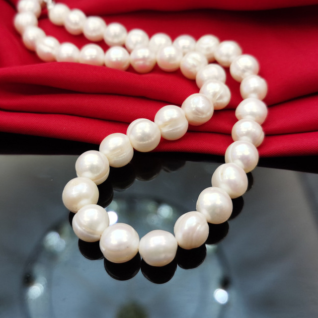 Naszyjnik z dużymi, naturalnymi perłami słodkowodnymi 925 Sterling Silver 11-12-13-15mm dla kobiet - Wianko - 4