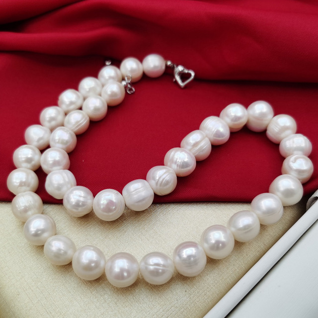 Naszyjnik z dużymi, naturalnymi perłami słodkowodnymi 925 Sterling Silver 11-12-13-15mm dla kobiet - Wianko - 3
