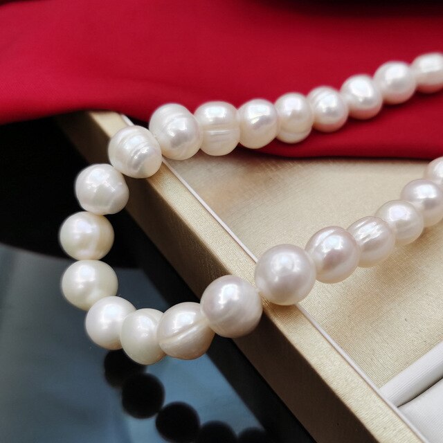 Naszyjnik z dużymi, naturalnymi perłami słodkowodnymi 925 Sterling Silver 11-12-13-15mm dla kobiet - Wianko - 2