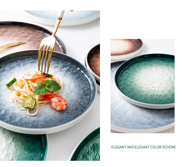 Nordic ceramiczny talerz stołowy - wzór zachodni, kolor czysty, wysokotemperaturowa ceramika - Wianko - 2