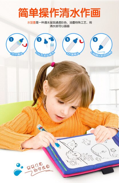 Magiczna woda szkicownik-kolorowanka dla dzieci - magiczny długopis, tablica do pisania Doodle Book, zabawka edukacyjna, prezenty bożonarodzeniowe - Wianko - 2