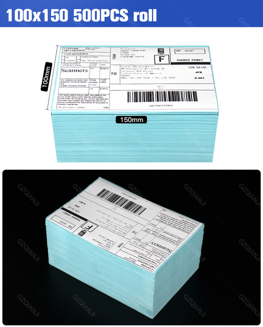 Rolkowy papier termiczny o szerokości 4 cali (100mm) do drukarki etykiet transportowych z uchwytem stojakem - Wianko - 1