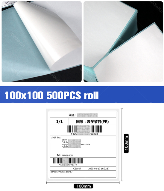 Rolkowy papier termiczny o szerokości 4 cali (100mm) do drukarki etykiet transportowych z uchwytem stojakem - Wianko - 3