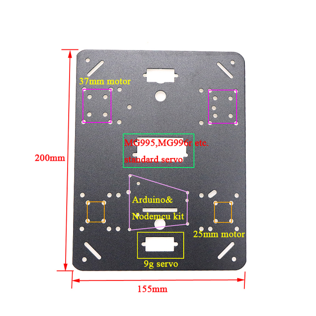 Metalowy Panel Rama dla Samochodu Zdalnie Sterowanego DIY Robot Pojazdu Arduino ESP8266 Nodemcu Prawdziwe Części - Wianko - 11