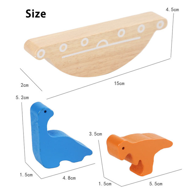 Drewniane puzzle 3D Montessori z motywem dinozaurów dla dzieci - edukacyjna zabawa z zachowaniem równowagi - Wianko - 8