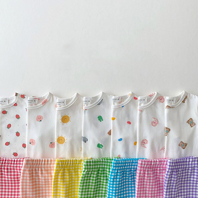 Zestaw domowej odzieży dziecięcej z krótkim rękawem - Engepapa lato: piżama dla chłopca/dziewczynki w owocowe wzory ani męczące kolory - Wianko - 1