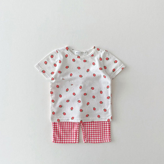Zestaw domowej odzieży dziecięcej z krótkim rękawem - Engepapa lato: piżama dla chłopca/dziewczynki w owocowe wzory ani męczące kolory - Wianko - 4