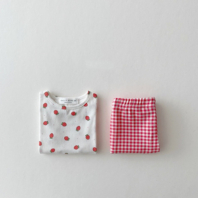 Zestaw domowej odzieży dziecięcej z krótkim rękawem - Engepapa lato: piżama dla chłopca/dziewczynki w owocowe wzory ani męczące kolory - Wianko - 10