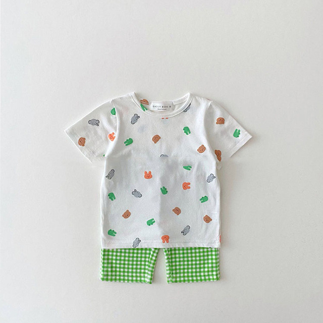 Zestaw domowej odzieży dziecięcej z krótkim rękawem - Engepapa lato: piżama dla chłopca/dziewczynki w owocowe wzory ani męczące kolory - Wianko - 5