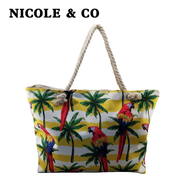 Plażowa torba damska z łatwym dostępem Nicole & Co, wykonana z przyjaznego środowisku płótna - Wianko - 2