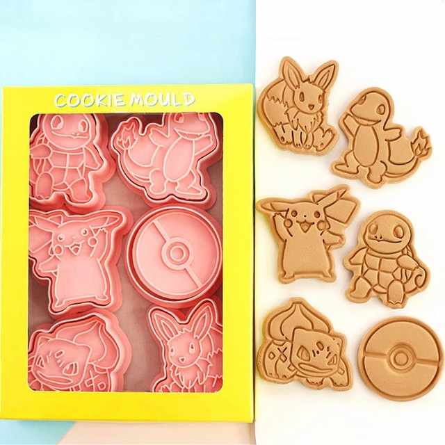 6 sztuk zestawu do pieczenia ciastek Pokemon Cookie Mold 3D z Pikachu Anime DIY dla dzieci - Wianko - 1