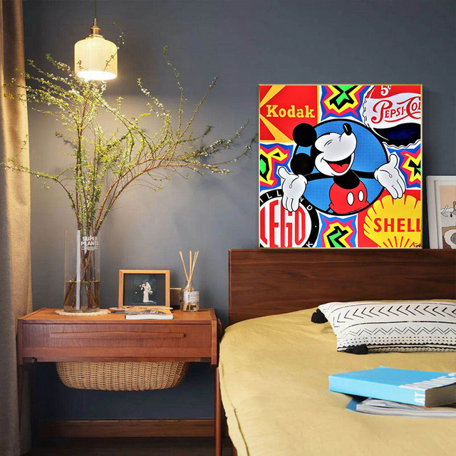 Obrazy na płótnie Disney Graffiti Anime z myszką Miki, kaczorem Donaldem, plakaty Banksy - dekoracje do domu - Wianko - 8