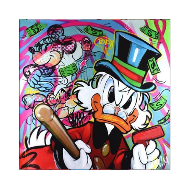 Obrazy na płótnie Disney Graffiti Anime z myszką Miki, kaczorem Donaldem, plakaty Banksy - dekoracje do domu - Wianko - 7