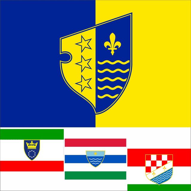 Flaga Bośni i Hercegowiny 1922, biała, niebieska i żółta, 150X90 cm, 120g - Wianko - 3