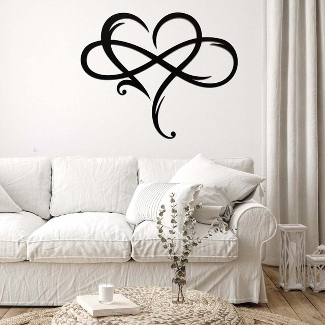 Metalowe serce z symbolem nieskończoności - wisiorek ścienny Art Love, metalowa dekoracja do sypialni, salonu i drzwi domowych - Wianko - 9