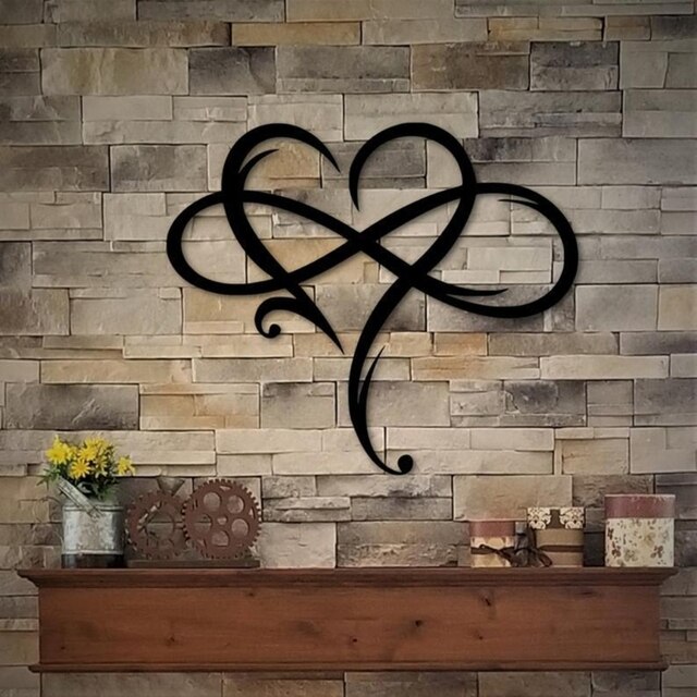 Metalowe serce z symbolem nieskończoności - wisiorek ścienny Art Love, metalowa dekoracja do sypialni, salonu i drzwi domowych - Wianko - 10