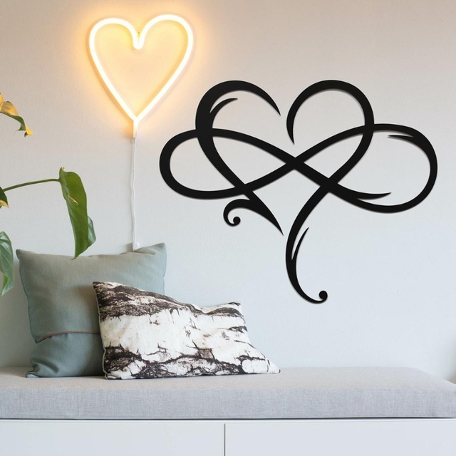 Metalowe serce z symbolem nieskończoności - wisiorek ścienny Art Love, metalowa dekoracja do sypialni, salonu i drzwi domowych - Wianko - 8
