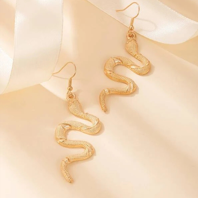 Złote kolczyki wiszące z geometrią węża i długimi wisiorkami na rok 2021 - moda punk dla kobiet - Wianko - 6