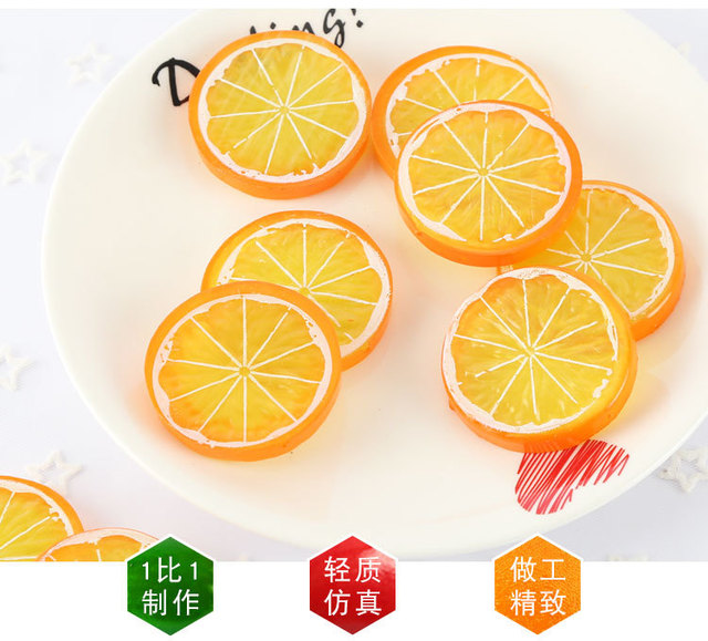 Dekoracje kuchenne: 5 sztuk 5 cm sztucznych plastrów pomarańczowych i cytrynowych owoce PVC do symulacji - Wianko - 5