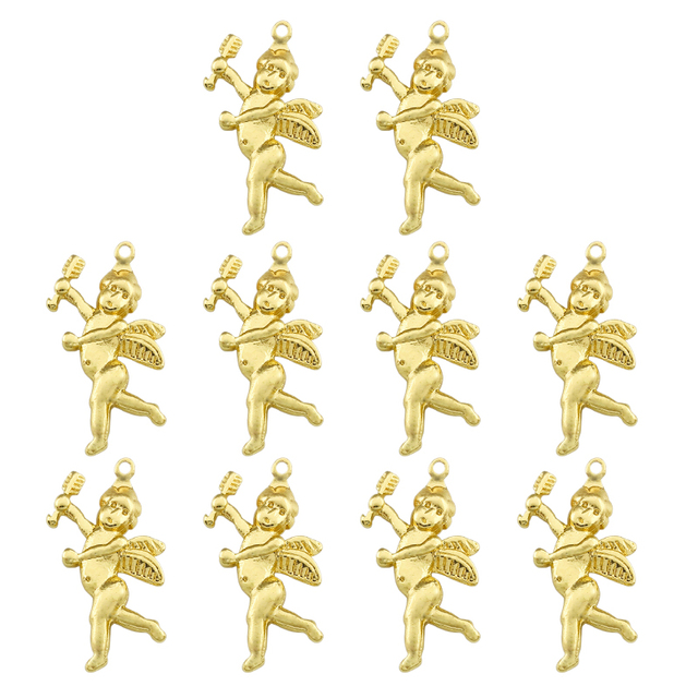 Złoty wisiorek anioła ze stopu cynku w kształcie Amorka o wymiarach 28*14mm dla biżuterii DIY - Wianko - 7