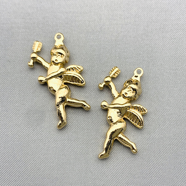 Złoty wisiorek anioła ze stopu cynku w kształcie Amorka o wymiarach 28*14mm dla biżuterii DIY - Wianko - 5