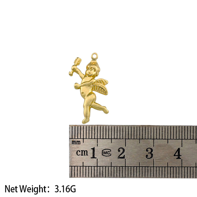 Złoty wisiorek anioła ze stopu cynku w kształcie Amorka o wymiarach 28*14mm dla biżuterii DIY - Wianko - 1
