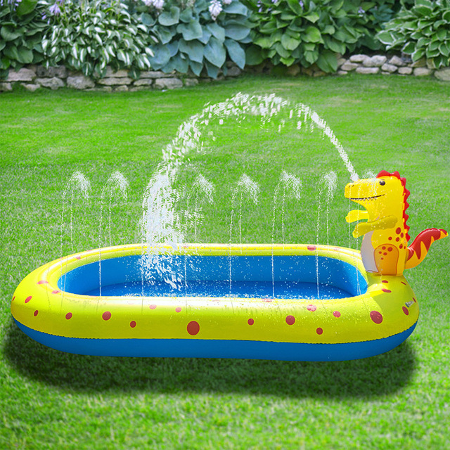 Nadmuchiwany basen zraszający dla dzieci 3 w 1 z poduszką Splash Pad, idealny na zabawę w wodzie w ogrodzie - Wianko - 2