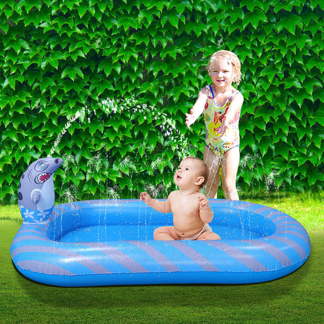 Nadmuchiwany basen zraszający dla dzieci 3 w 1 z poduszką Splash Pad, idealny na zabawę w wodzie w ogrodzie - Wianko - 3