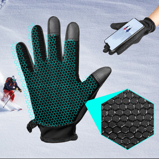 Rękawiczki rowerowe na zimę wodoszczelne z ekranem dotykowym pełne rękawiczki sportowe męskie i damskie - Wianko - 2
