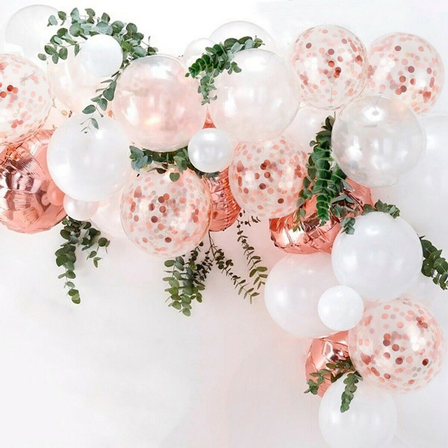 Zestaw 77 różowo-złotych balonów do konfetti Garland łuk - dekoracja wieczoru panieńskiego, ślubna i urodzinowa - Wianko - 4