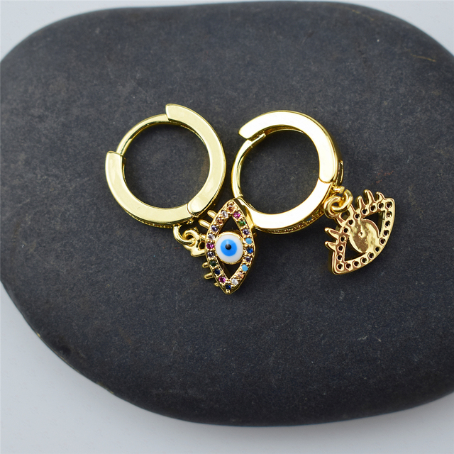Kolczyki wiszące złoty kolor niebieski Evil Eye - Top jakość AAA cyrkon, biżuteria koreańska 2021 - Wianko - 8