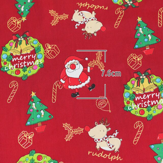 Tkanina świąteczna Xmas bawełniana z motywem świętego Mikołaja, drzewka i bałwanka do szycia patchworku, metry - Wianko - 39