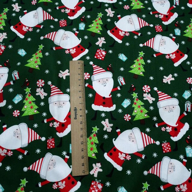 Tkanina świąteczna Xmas bawełniana z motywem świętego Mikołaja, drzewka i bałwanka do szycia patchworku, metry - Wianko - 17