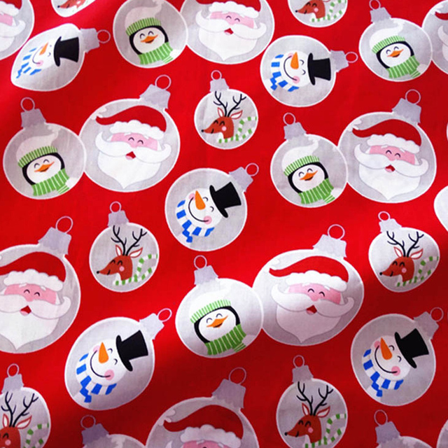 Tkanina świąteczna Xmas bawełniana z motywem świętego Mikołaja, drzewka i bałwanka do szycia patchworku, metry - Wianko - 13