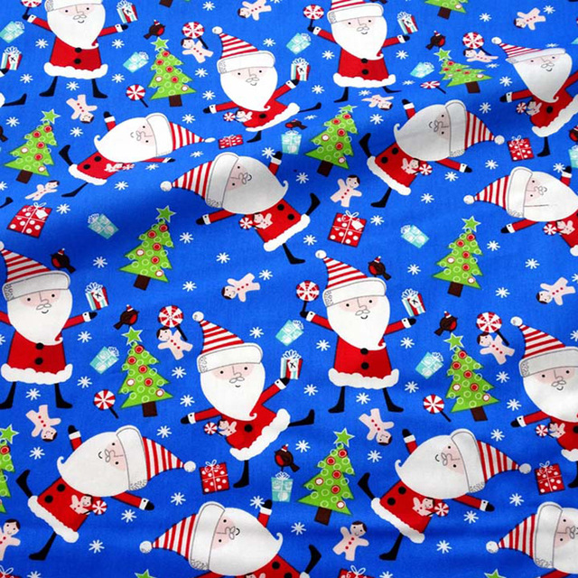 Tkanina świąteczna Xmas bawełniana z motywem świętego Mikołaja, drzewka i bałwanka do szycia patchworku, metry - Wianko - 18