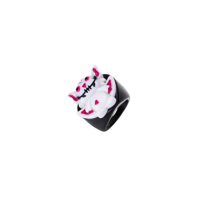 Nowy pierścień Halloween z dynią kotem - kreatywna biżuteria ograniczona i śliczna - Wianko - 5