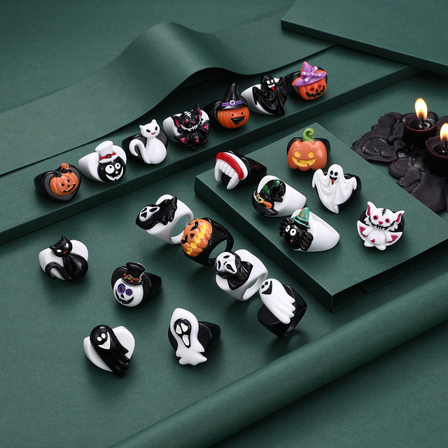 Nowy pierścień Halloween z dynią kotem - kreatywna biżuteria ograniczona i śliczna - Wianko - 1
