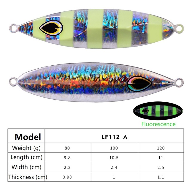 Zestaw 5 sztuk: Jigging fishing Lure jig metalowy łyżka 80g 100g 120g do łowienia ryb przynęty na Shore powolne w Japonii, idealne na Fish Bass w słonowodne - Wianko - 5