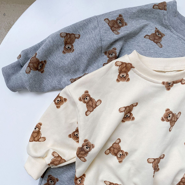 Nowości Jesień 2021: Zestaw ubrań Casual dla dzieci - Bluza i spodnie dla chłopców MILANCEL 2 sztuki z niedźwiedziem - Wianko - 4