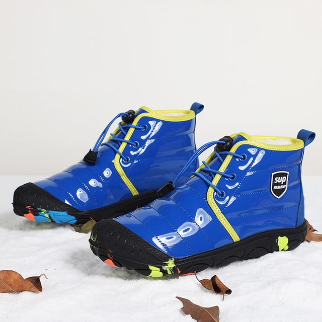 Zimowe ciepłe dziecięce buty turystyczne boso miękkie skórzane pluszowe śniegowce dla dzieci, elastyczne, ocieplane, rozmiar 28-38 - Wianko - 7