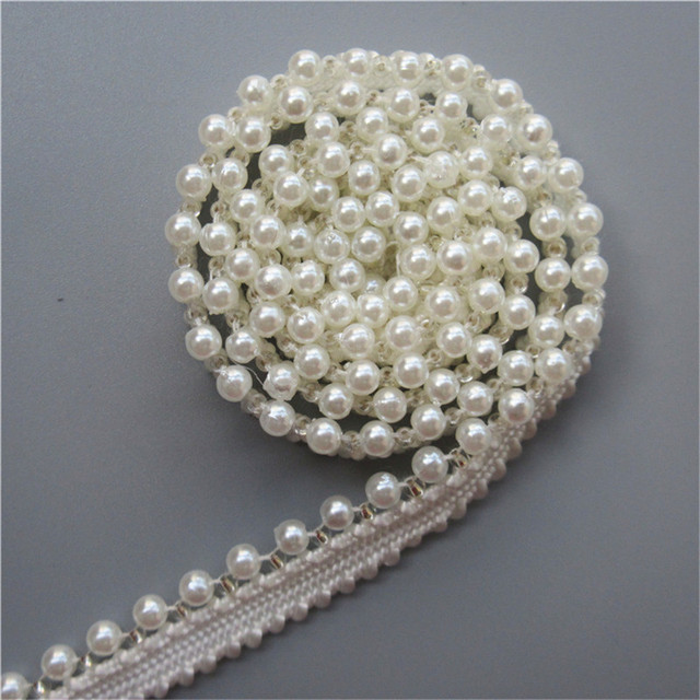 Wstążka koronkowa biała perła 100cm szerokość 1cm aplikacja wyszywana do wykańczania krawędzi - Wianko - 4