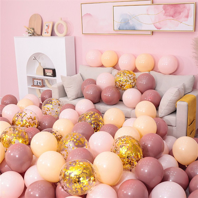 20 sztuk Retro balonów fasola wklej Dusty różowy brzoskwinia - dekoracje DIY na Baby Shower, urodziny, przyjęcie ślubne - złote konfetti Globos - Wianko - 9