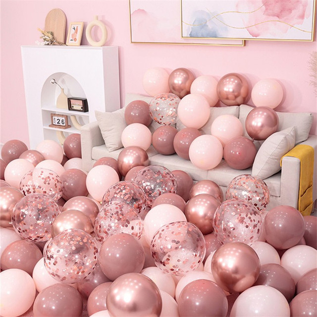 20 sztuk Retro balonów fasola wklej Dusty różowy brzoskwinia - dekoracje DIY na Baby Shower, urodziny, przyjęcie ślubne - złote konfetti Globos - Wianko - 7