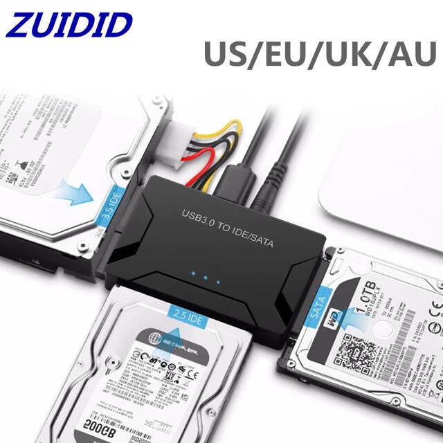 ZUIDID Adapter USB 3.0 do SATA IDE ATA - czterokrajowa specyfikacja (EU/U.S./U.K./Australia) - Wianko - 2
