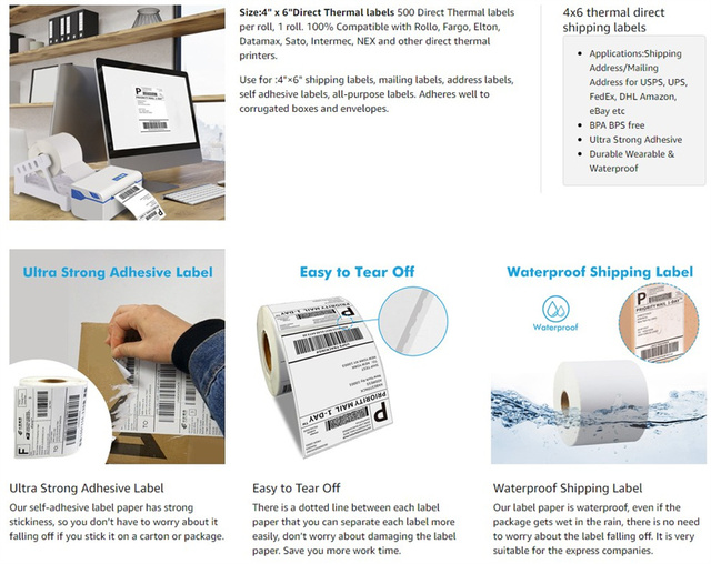 Naklejki etykiety termiczne papier do druku bezpośredniego wodoodporny nadruk - materiały eksploatacyjne - Wianko - 9