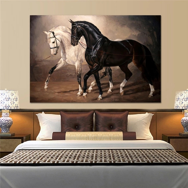 Nowoczesne czarno-białe płótno artystyczne z drukiem konia - dekoracyjny obraz na ścianę - Wianko - 5