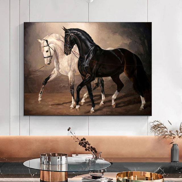 Nowoczesne czarno-białe płótno artystyczne z drukiem konia - dekoracyjny obraz na ścianę - Wianko - 2